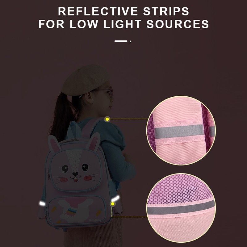 Kawaii Cartoon Children Backpack Nylon Waterproof Kids School Bag Large Capacity Travel Bags Reflective Strip Shoulder Bags