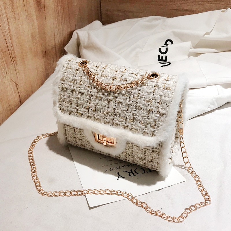 2022 New Fashion Women's Luxury Handbag Designer Women Small Woolen Cloth Messenger Bag Fashion Handbag