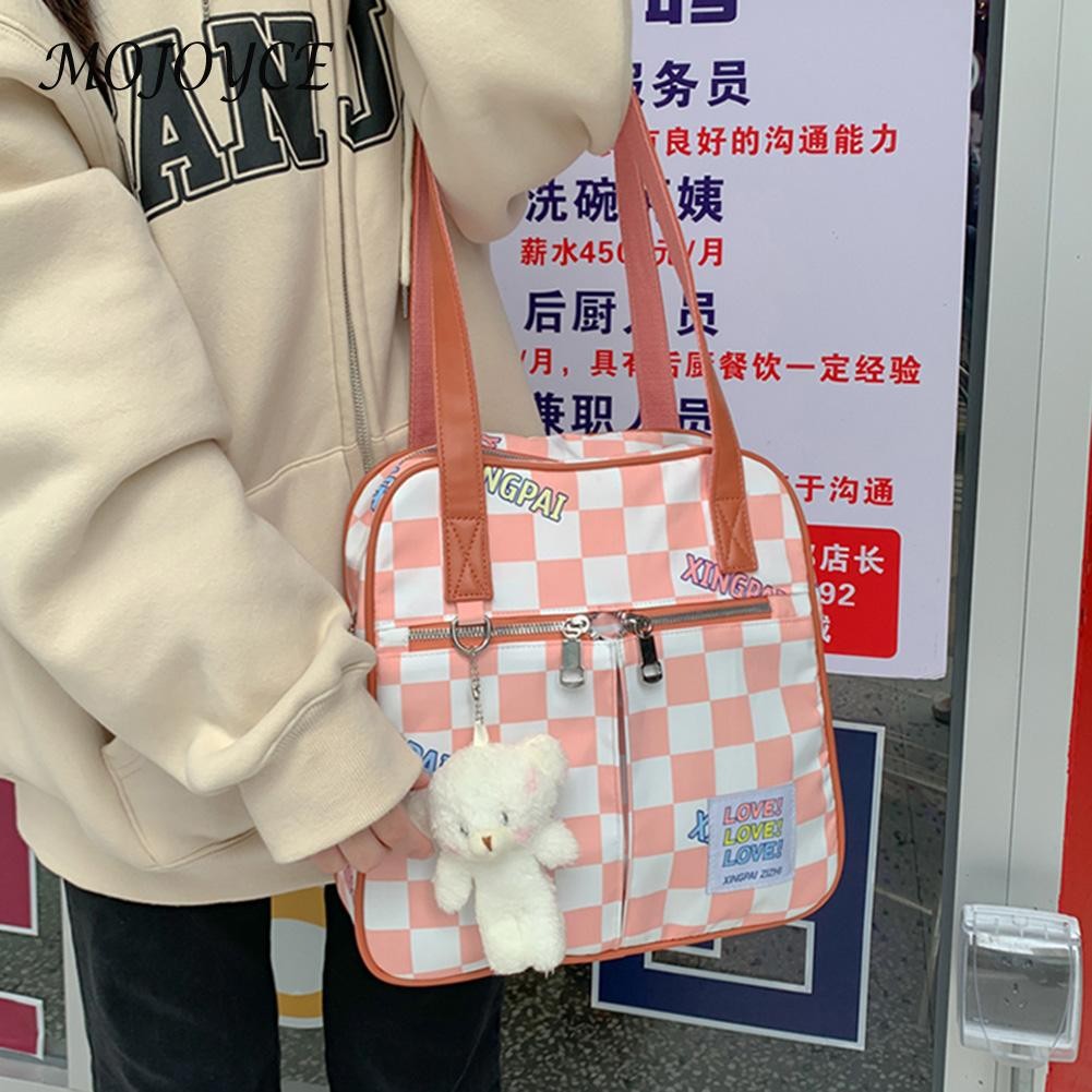 Women Nylon Checkered Shoulder Bag Female Luxury Travel Small Top Handle Bag Large Dumplings Bags Fashion Decor