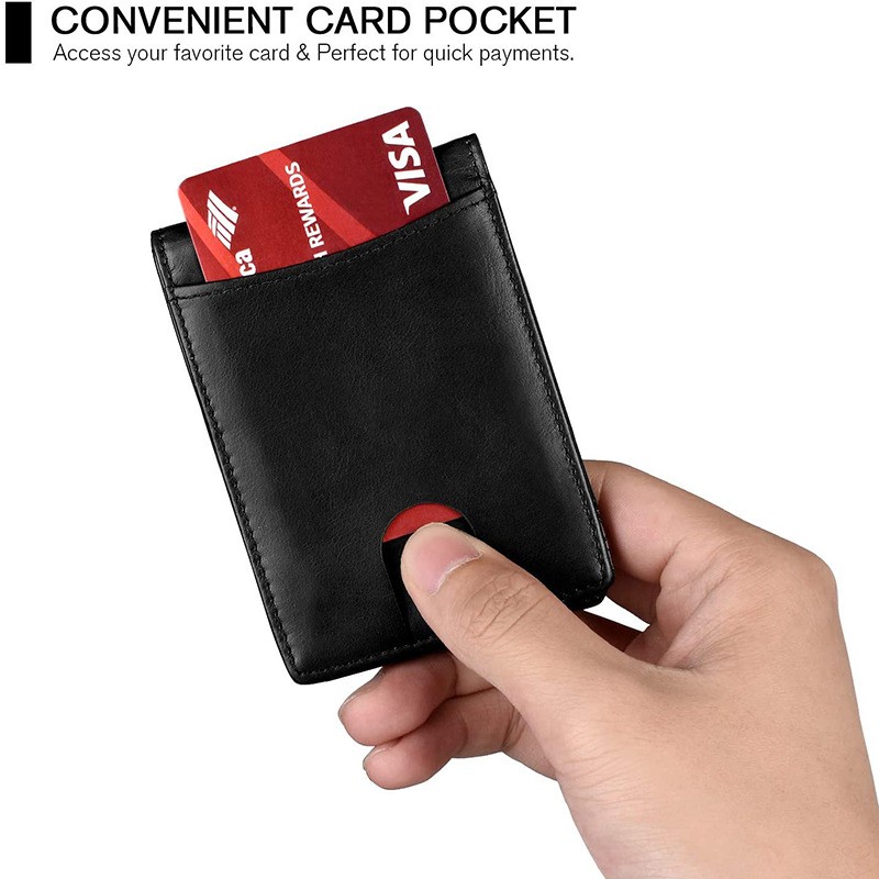 Minimalist Slim Wallet for Men with Money Clip RFID Blocking Front Pocket Credit Card Holder Thin Leather Men Wallets