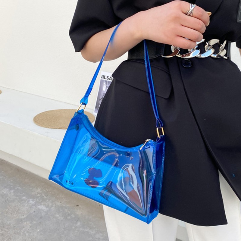 Summer Fashion Transparent Clear Jelly Handbag Shoulder Bags For Women Elegant Evening Bag Ladies Underarm Bag 2022