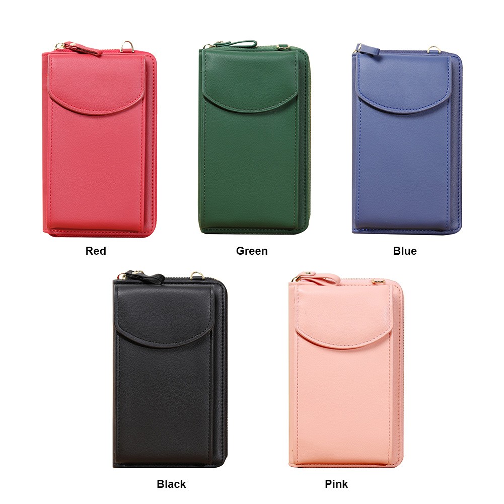 PU Leather Zipper Portable Phone Storage Long Wallet Women Purse Fashion Card Slots Carteras With Adjustable Strap Crossbody