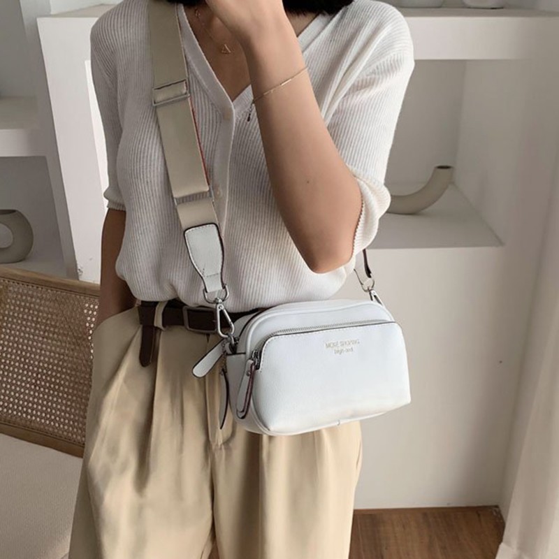 Quality bags for women 2022 fashion wild small square box wide straps female casual shoulder bag solid color lady messenger bag