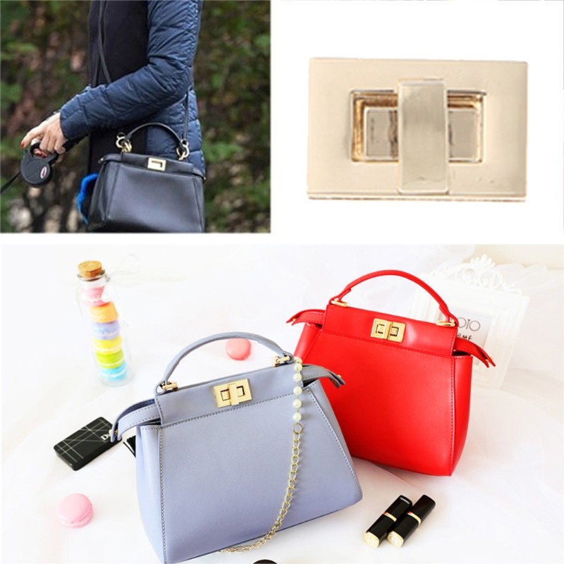 THINKTHENDO New Popular Metal Rectangle Clasp Turn Lock Twist Lock DIY Handbag Bag Wallet Hardware