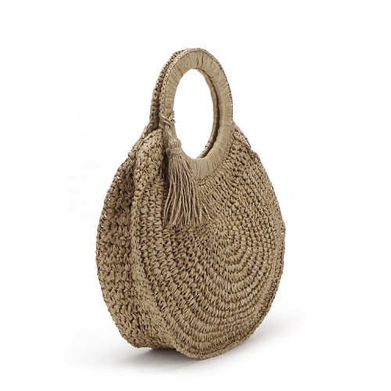 Rattan straw summer women's bag fashion woven circular ladies large capacity travel woman luxury handmade fashion handbag