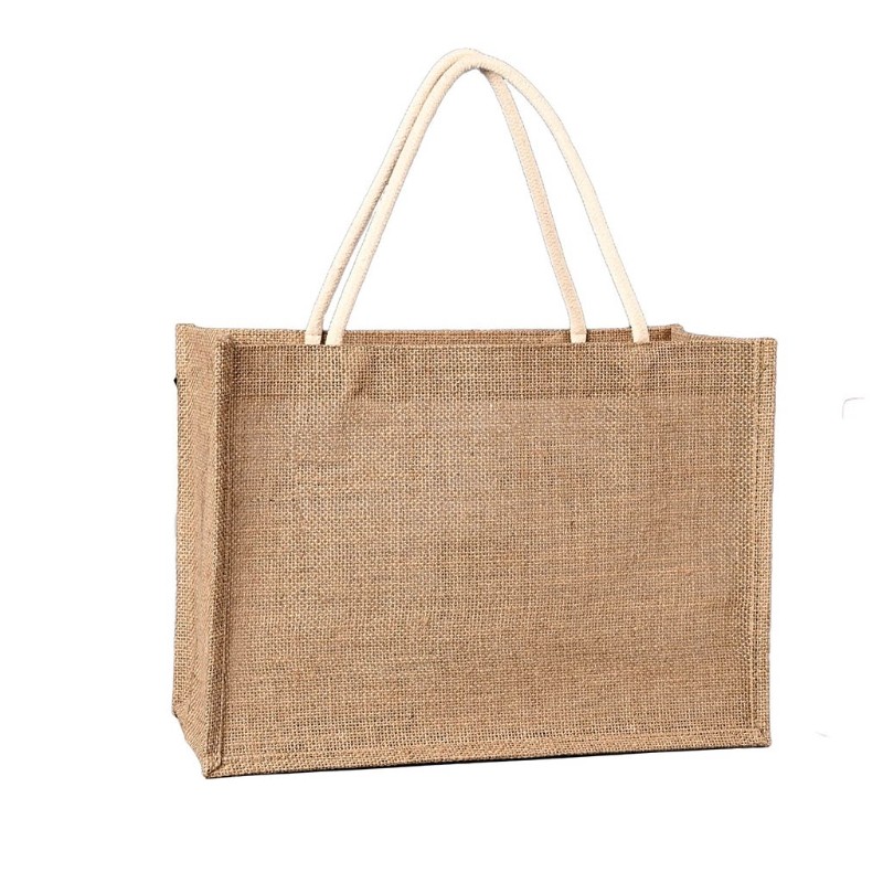 Jute Tote Bags Burlap Reusable Beach Grocery Shopping Bag With Handle Large Capacity Travel Storage Organizer For Women