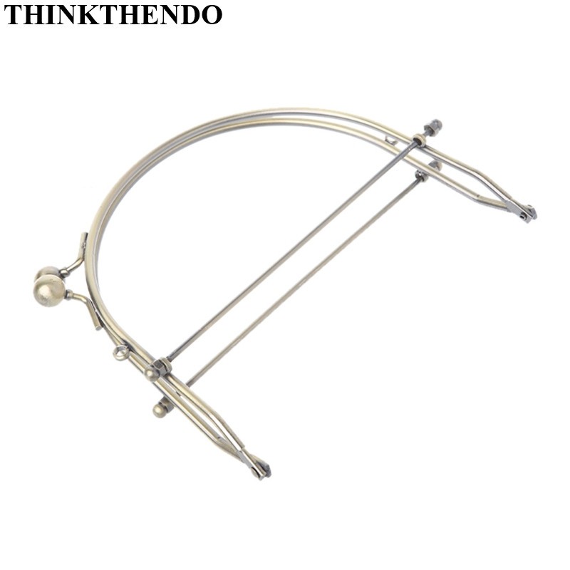 Thinkthendo 1pc Metal Half Frame Round Kiss Clasps Lock Purse Handbag Handle Clutch