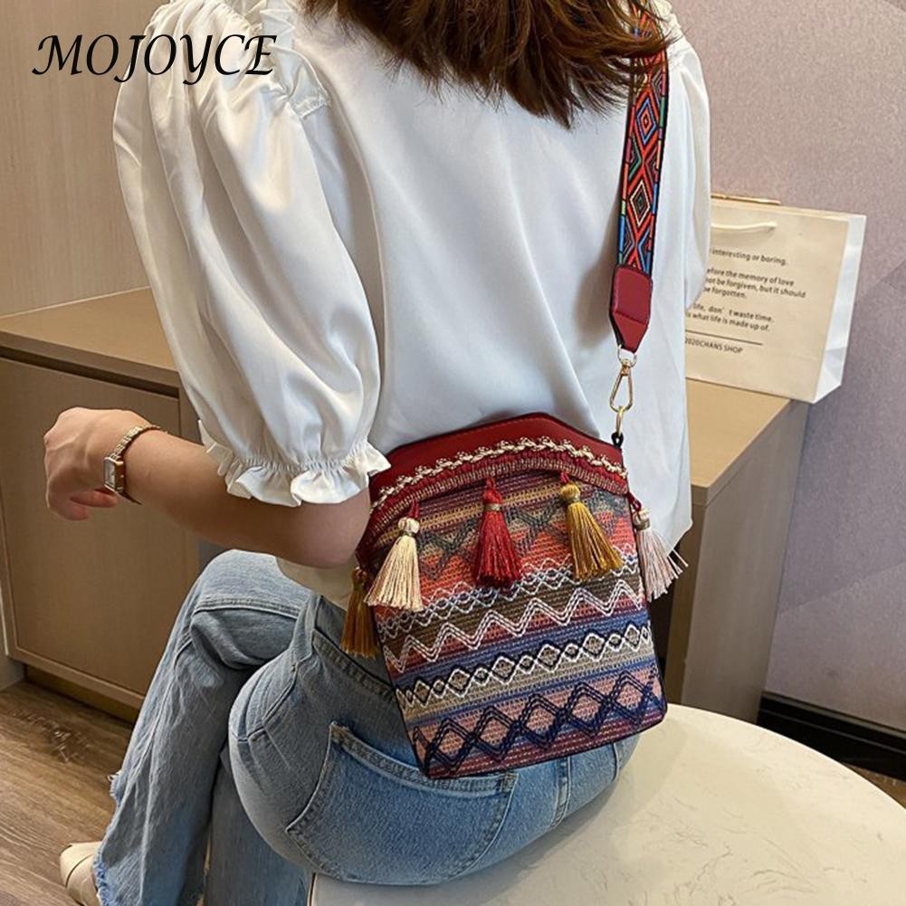 Women Shoulder Crossbody Bags Woven Tassel Small Bucket Handbags Women Messenger Handbags Ladies Bags