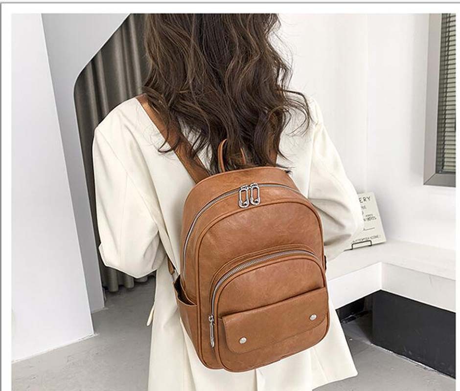 Korean Style Fashion High Quality Leather Backpack Women Large Capacity Travel Backpack School Bags For Girls Shoulder Bags