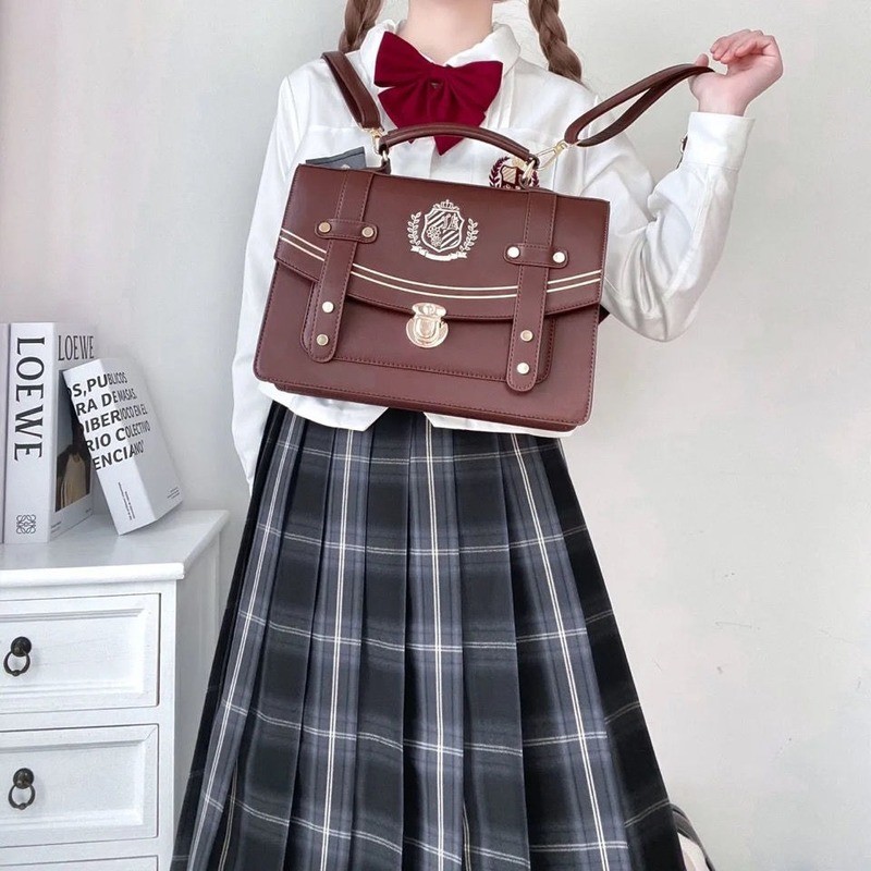 Xiuya 2022 New Japanese Style Preppy JK Uniform Bag Girls School Bag For Women Messenger Shoulder Bag Female Bag Backpack