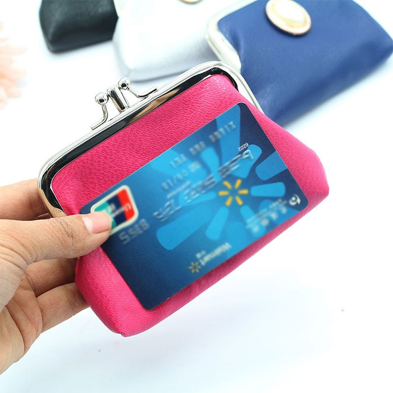 PU Leather Pocket Money Wallet Buckle Coin Purse Candy Color Card Holder Simple Double Layer Small Wallet Gift for Women Girls