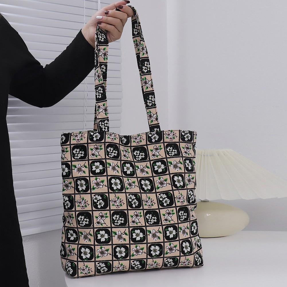 Women Canvas Shoulder Bag Large Capacity Fashion Handbag Casual Flower Daily Book Shopping Bag Bag for Girls Handbag 2022