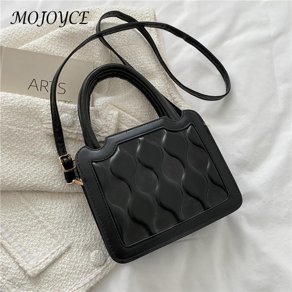 PU Women Biscuit Embossing Handbags Top-handle Hit Color Messenger Shoulder Bags for Women Outdoor Shopping Traveling