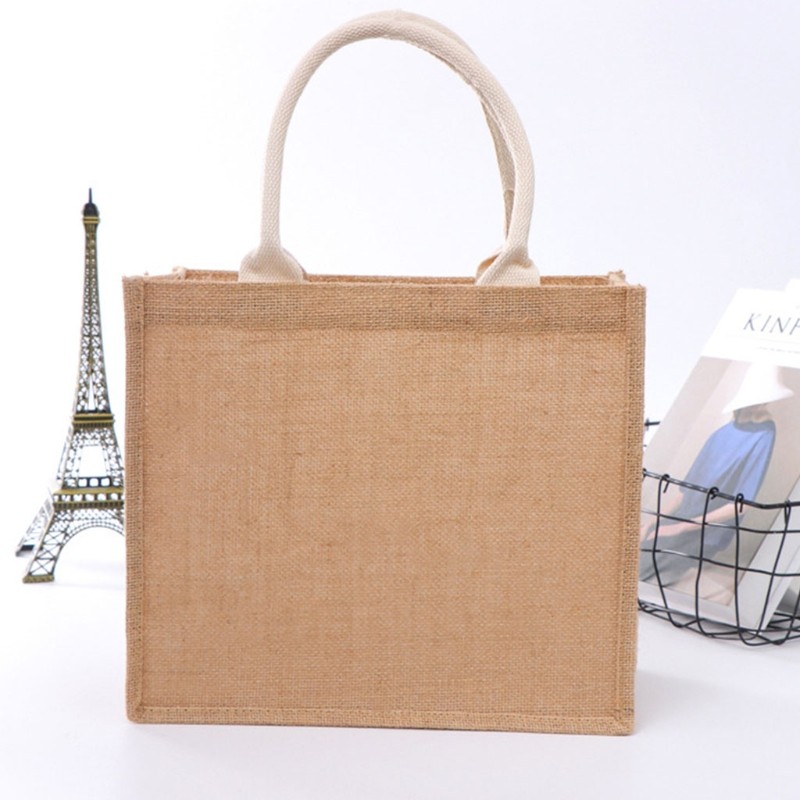 Reusable duffel bag eco-friendly burlap grocery beach shopping bags X7YA