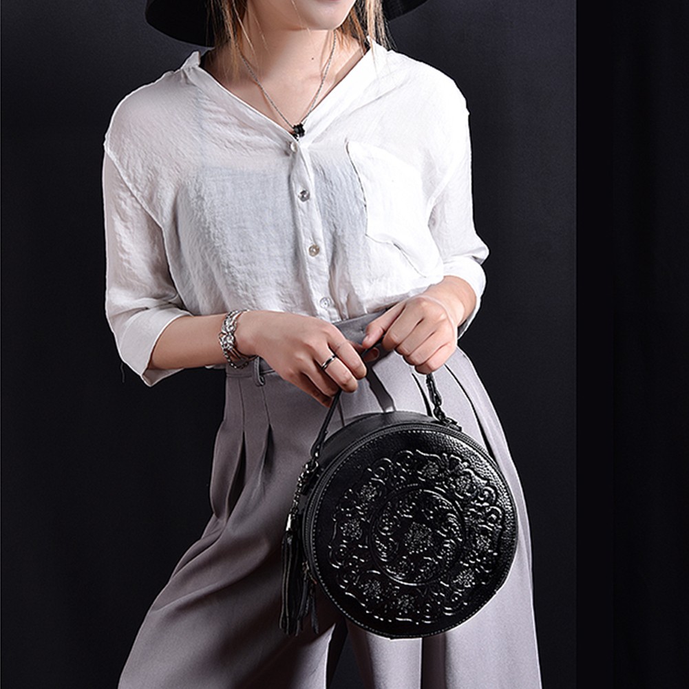 Fashion Design Women Round Bag Leather Brand Women's Circular Crossbody Shoulder Messenger Bag Ladies Purse Female Bolsa Handbag