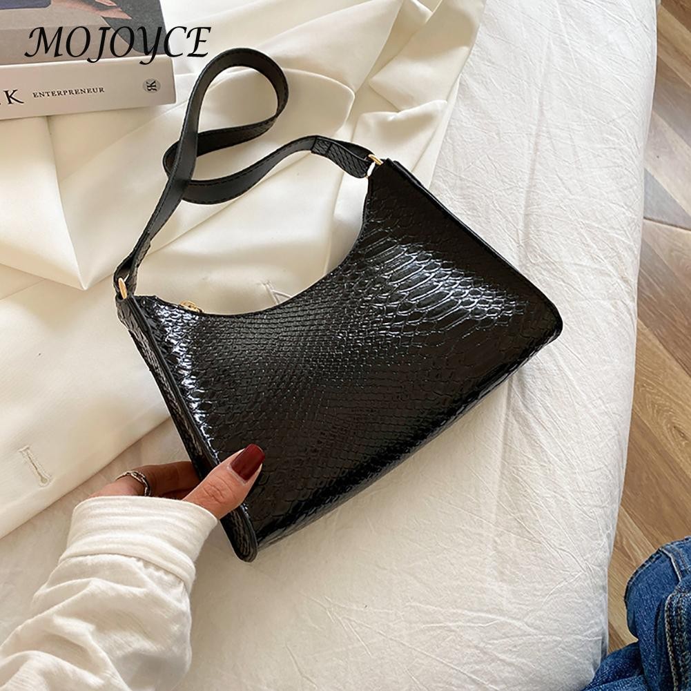 Fashion Snake Print Leather Underarm Bags Women Handbag Party Clutch for Women Outdoor Business Travel