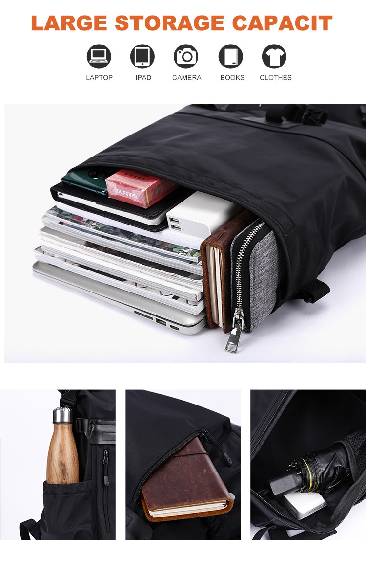 Anti-theft rolling top flap button cover male college student school bag high capacity large capacity travel bag urban backpack