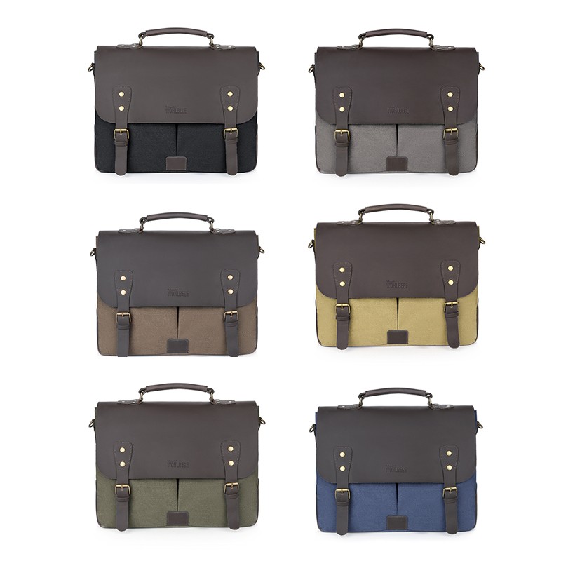 Business Laptop Canvas Briefcase Shoulder Bag for Men High Quality 14'' Computer Handbag Men Vintage Messenger Bag Dropshipping