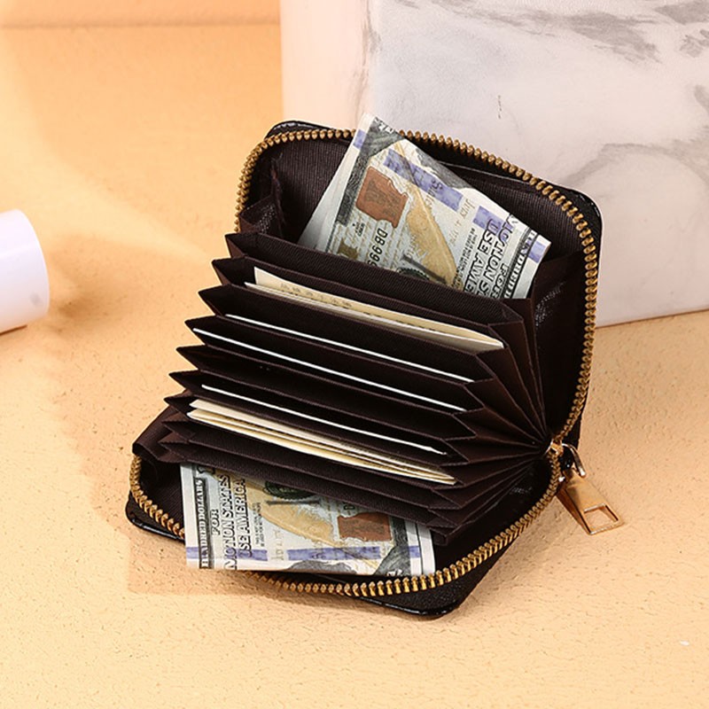 Solid Crocodile Pattern Women Card Holder PU Leather Credit Card Holder Zipper Business Card Pocket Unisex Travel Wallet