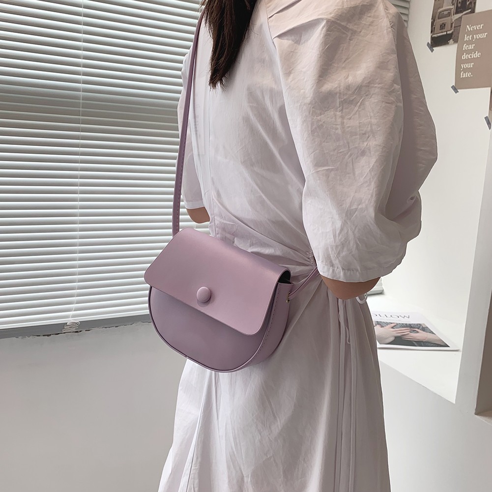 Solid Fashion PU Leather Women Saddle Flap Bag Small Shoulder Crossbody Bags For Women Fashionable Decoration