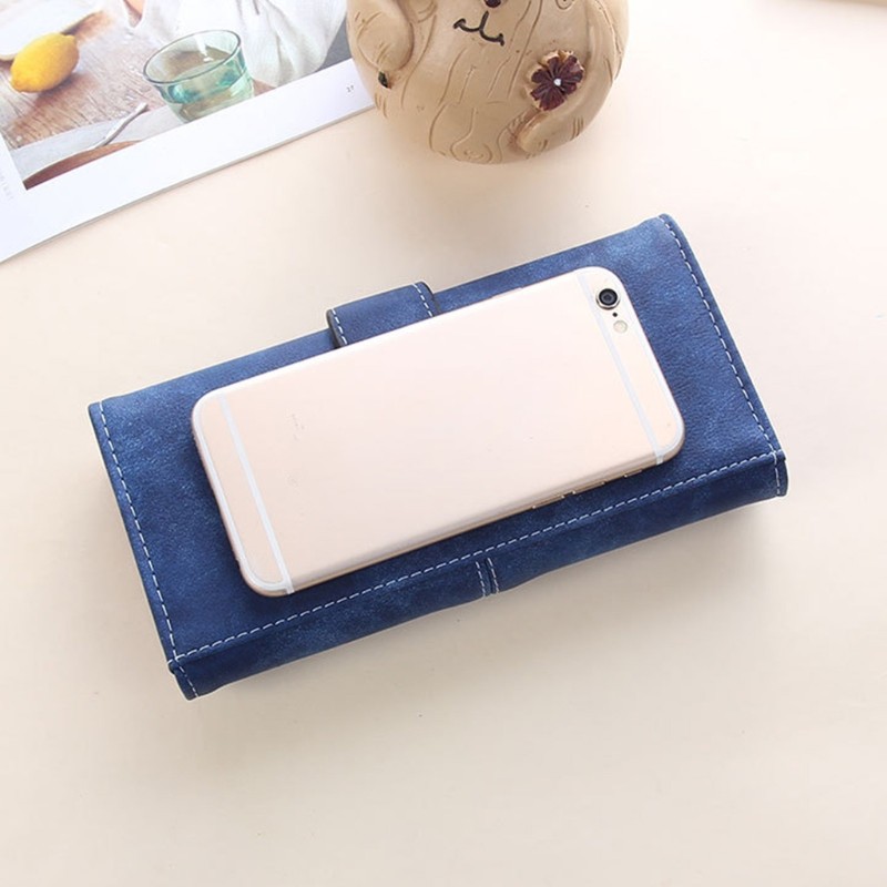 Women's PU Leather Long Clutch Matte Wallet Fashion Lady Multi-pocket Phone Card Holder Wallet Female Casual Solid Handbag Wallet