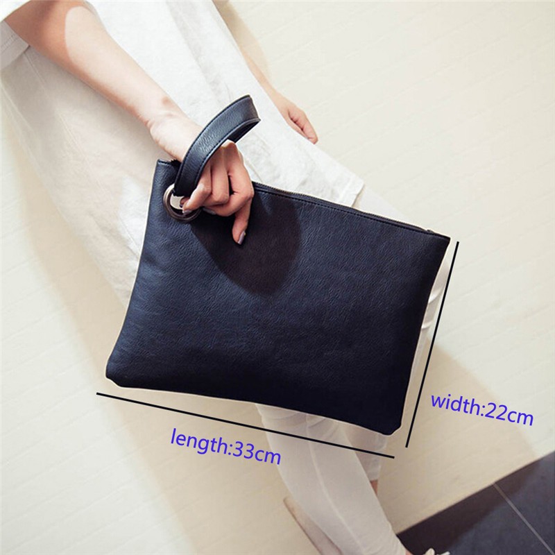 Solid Fashion Handbag Women Clutch Bag Leather Women Envelope Bag Zipper Evening Bag Female Clutches Handbag