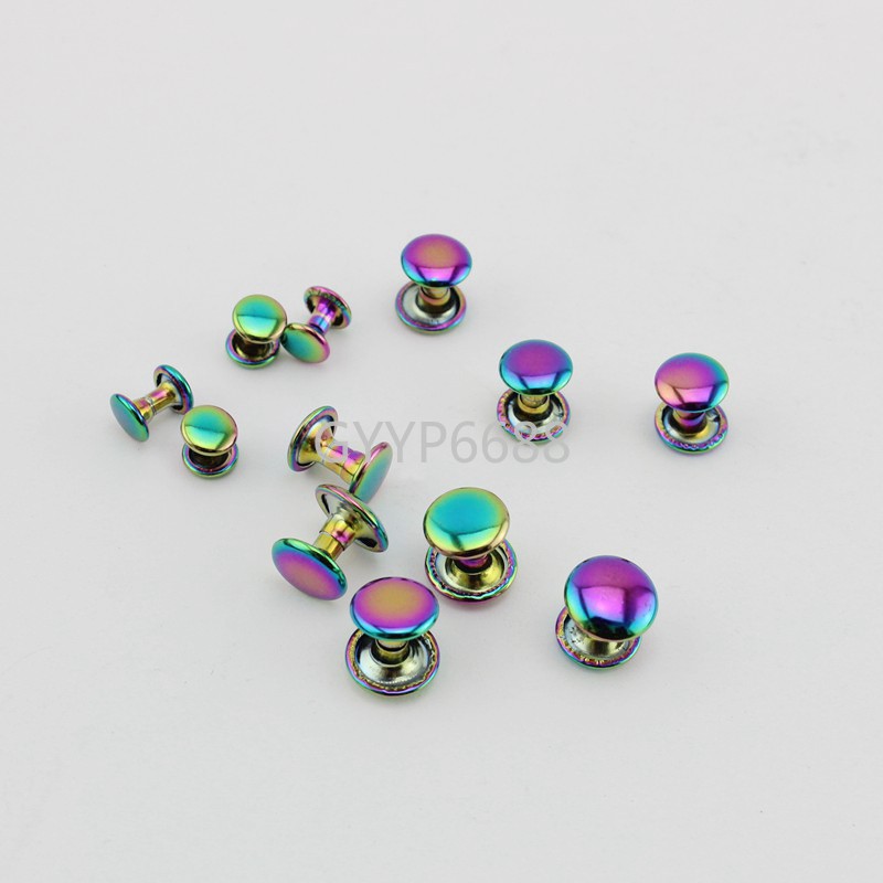 10-30-100pcs 6*6mm 8*8mm 10*8mm iridescent rainbow fastened double rivet stud for shoes,DIY metal rivets accent on accent