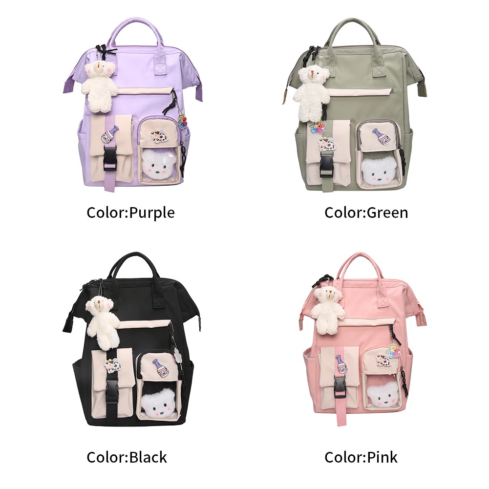 Girls With Plush Pendant Bookbag Large Capacity Casual Children Cute Kawaii Students Fashion Shoulder School Backpack Gift