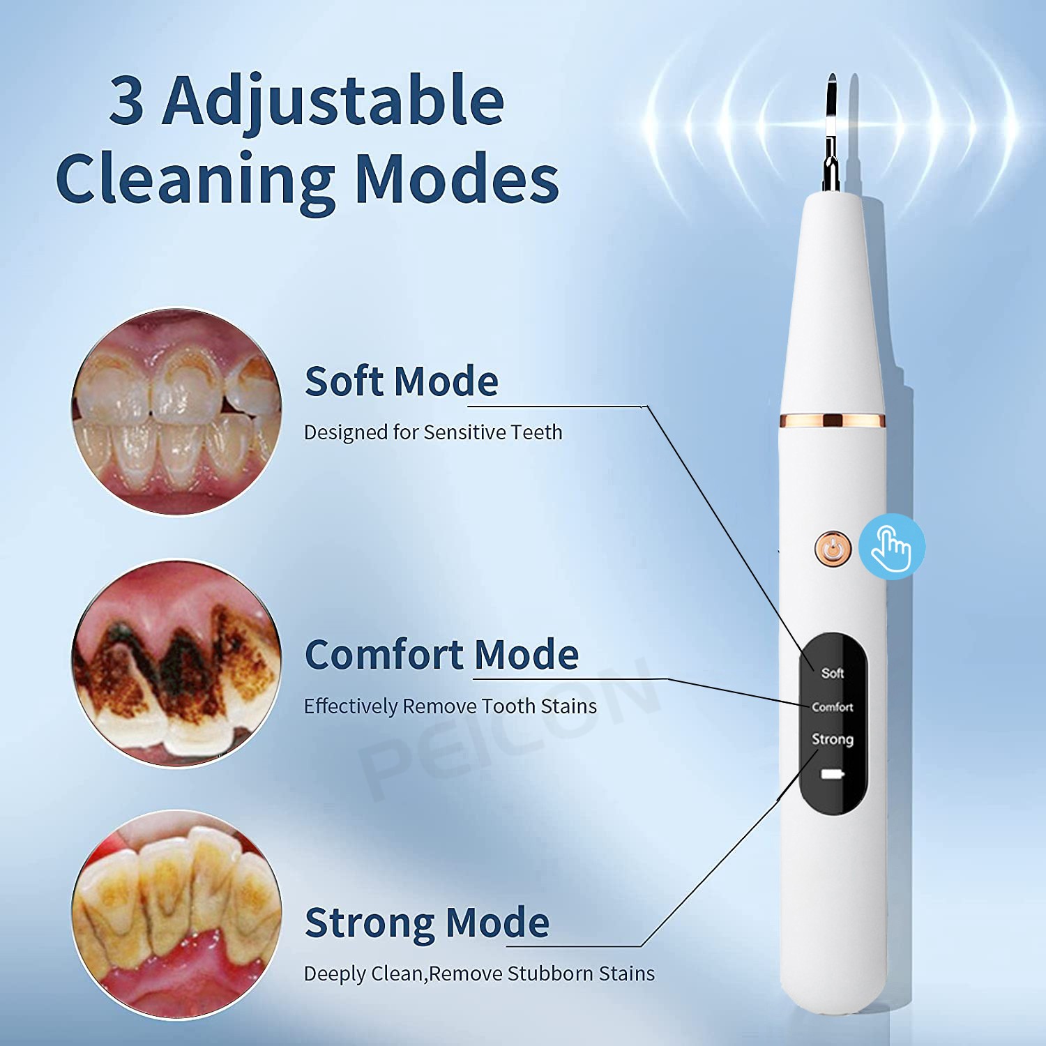 Ultra Sonic Dental Scaler for Teeth Tartar Stain Dental Calculus Remover Electric Sonic Dental Plaque Cleaner Dental Stone Removal