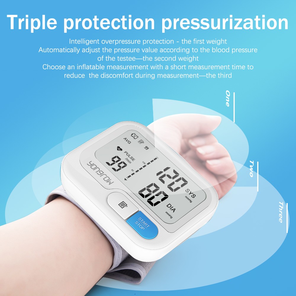 Yongrow Automatic Digital Wrist Blood Pressure Monitor Sphygmomanometer Tonometer Heart Rate Pulse Meter BP Monitor