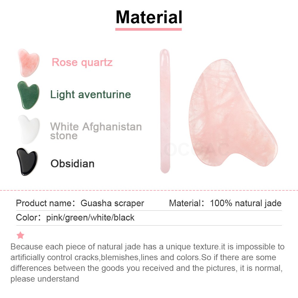 Gua Sha Massager Facial Scraping Rose Quartz Slab Beauty Rose Natural Stone Jade Skin Care Chin Lifting Firming Lifting