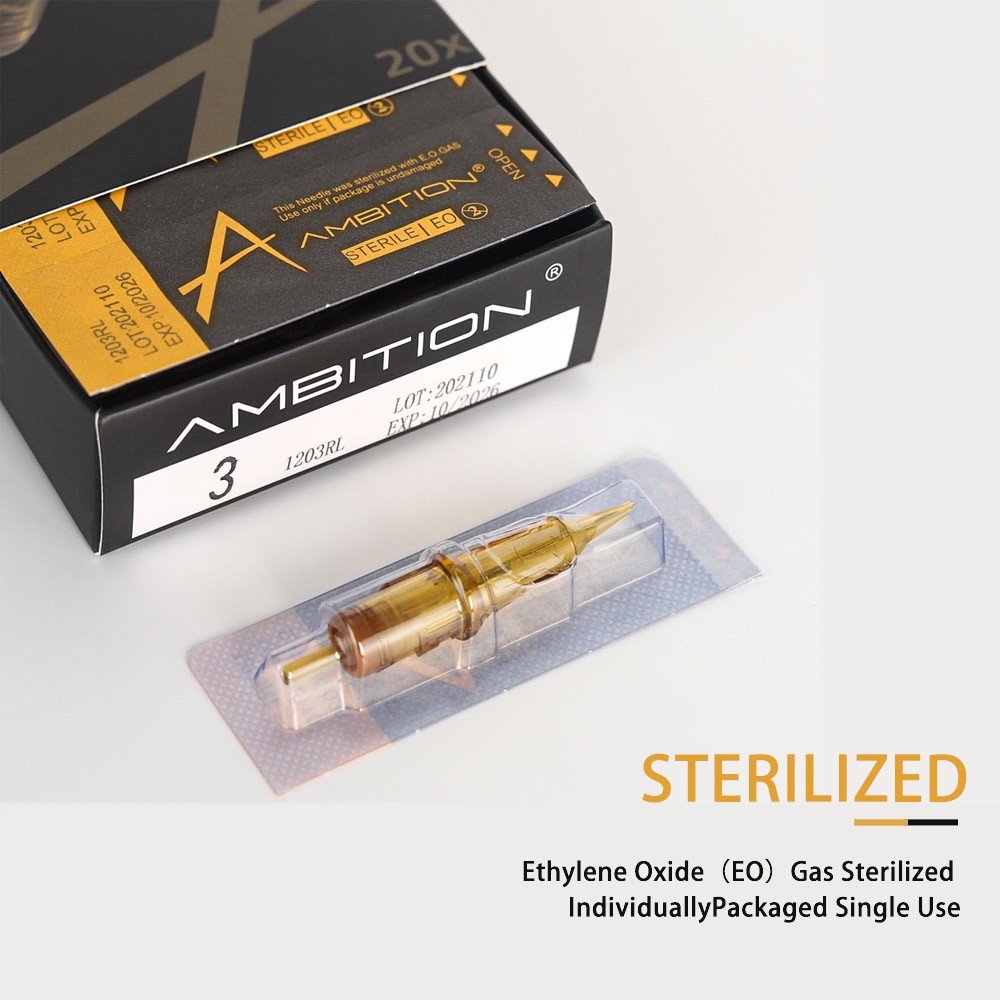 Aspiration Golden Shield Tattoo Cartridge Needles RL Disposable Sterilize Safety Tattoo Needle For Cartridge Machines Control 20pcs