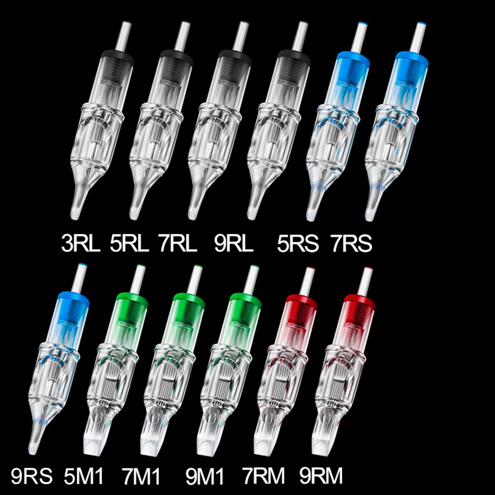 60 قطعة مزيج حجم الوشم خرطوشة إبر 3RL 5RL 7RL 9RL 5RS 7RS 9RS 5M1 7M1 9M1 7RM 9RM جولة اينر شادر خرطوشة إبر