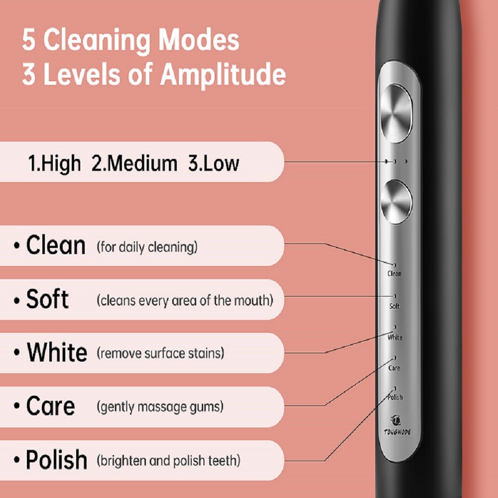 Ultrasonic Electric Toothbrush Wireless Charging For Adults IPX7 Waterproof Replacement Teeth Whitening Timer Smart Brush Heads