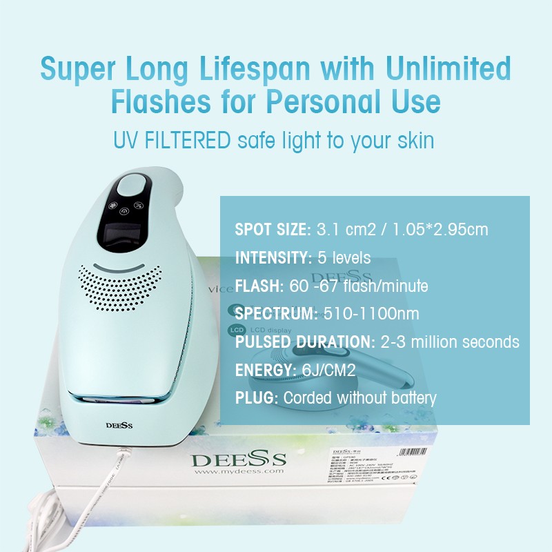 DEESS GP590 Laser Epilator Permanent Hair Removal 0.9s Painless Cool Ipl Laser Hair Removal Machine Unlimited Flashes Dropship