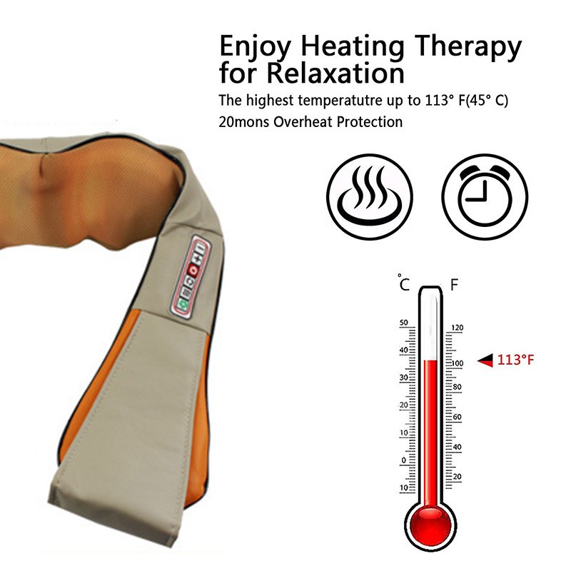 U Shape Electric Massage Shawl 4D Kneading Infrared Heated Shiatsu Massage Body Shoulder Neck Back Massager Health Care Tool