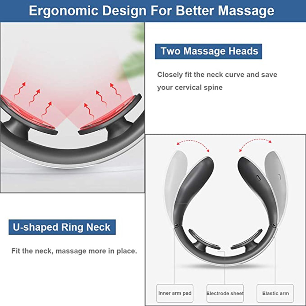 Electric Neck Massager 15 Intensity Sensor Smart Back Massage 4 Pulse Modes USB Rechargeable Cervical Physiotherapy Tool