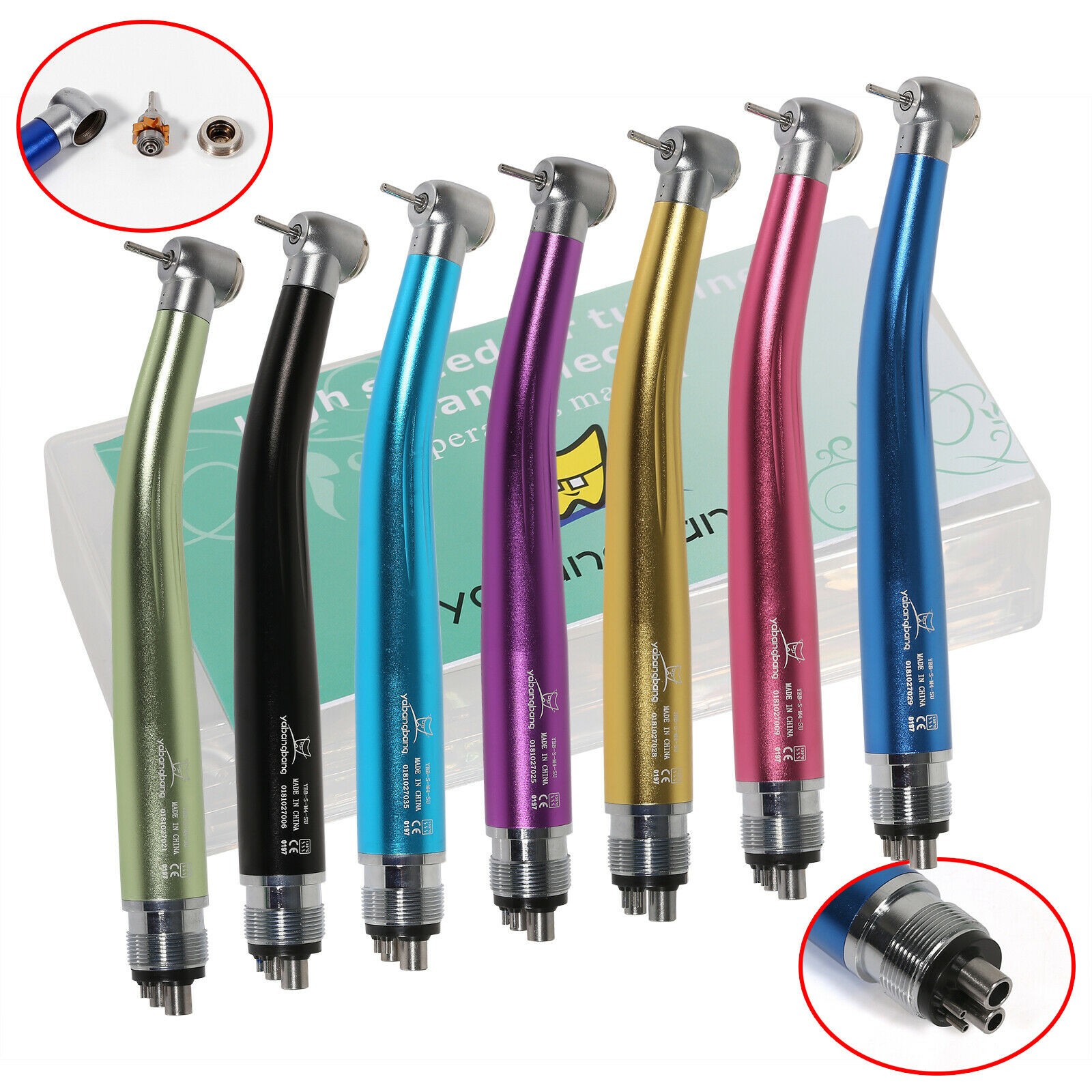 High Speed ​​Dental Handpiece, 2 or 4 Holes, Push Button, Standard Air Turbine, NSK Compatible Rotator/Cartridge