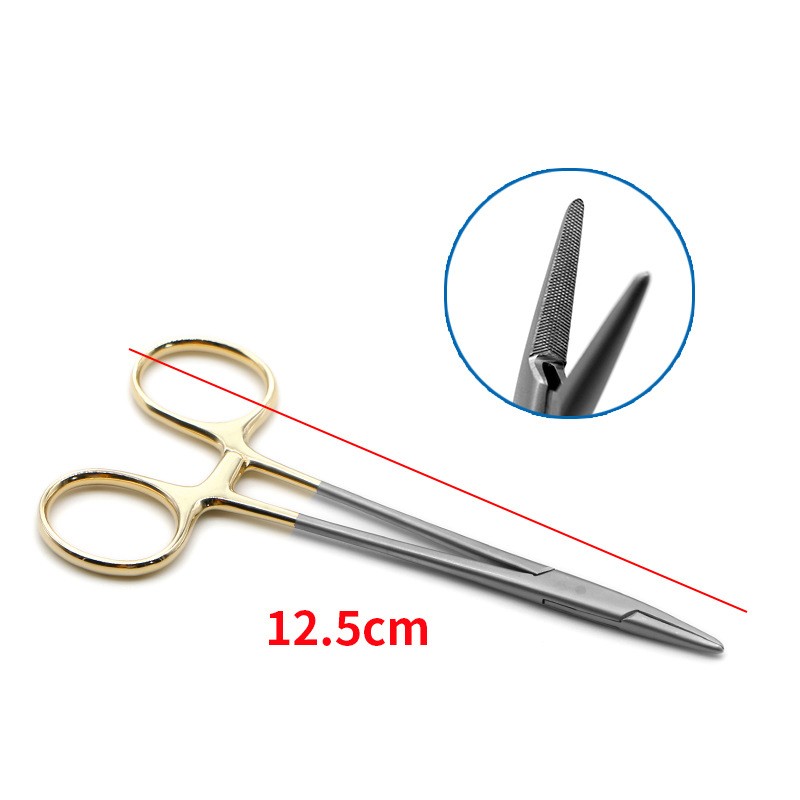 Stainless steel needle holder thick and thin double eyelid needle 12.5cm surgical needle holder