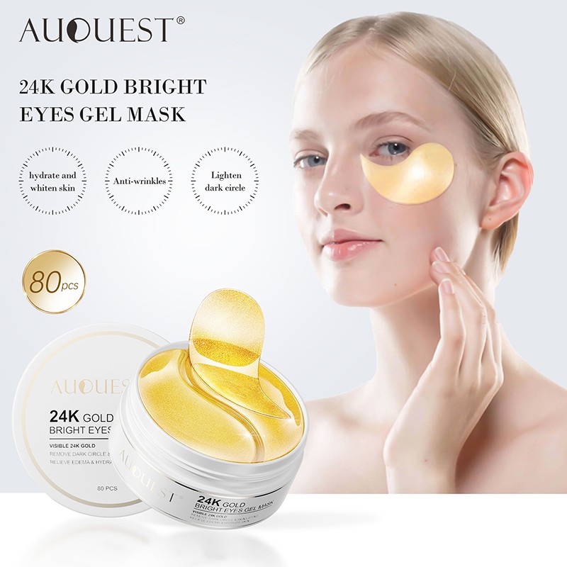 AUQUEST 24K Gold Eye Mask Anti Dark Circle Crystal Collagen Anti Aging Wrinkle Mask Remove Eye Bags Skin Care Korean Cosmetics