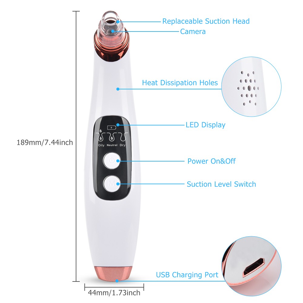 Visible Blackhead Remover Wireless Camera Monitor Suction USB Rechargeable Facial Pore Cleaner Comedone Anti Acne Pimple WiFi