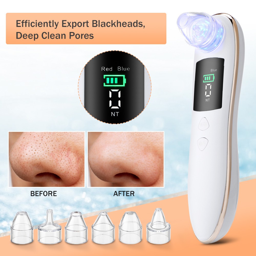 Electric Red and Blue Light Blackhead Remover Blackhead Pore Cleaner Acne Removal Deep Cleaning Skin Care