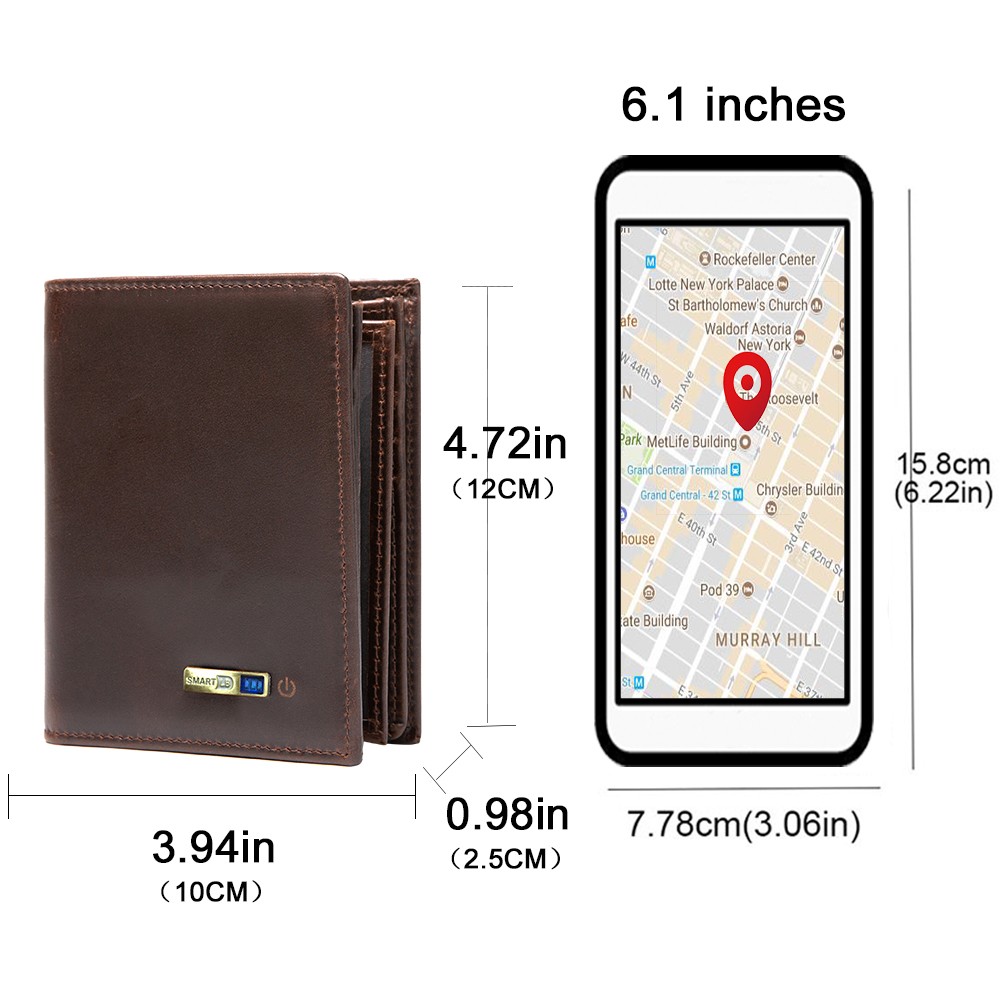 Smart Bluetooth Wallet Men's Genuine Leather Short Wallet Leisure Multifunction Card Holder Package Luxury Business Wallet