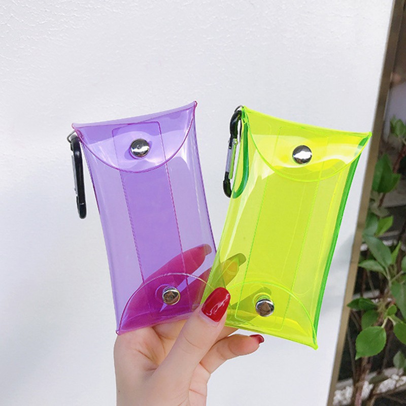 New Transparent PVC Key Wallet Case Chain Ring Pouch Car Keychain Housekeeper Women Coin Bag Mini Rouge Storage Bag