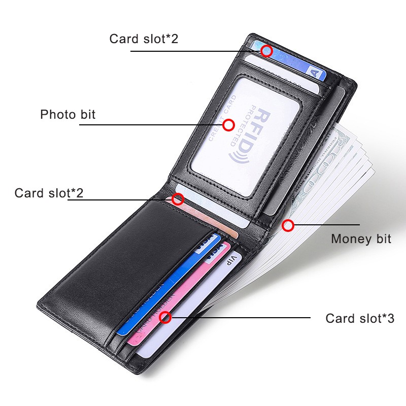 DIENQI RFID Genuine Leather Men Wallet Money Bag Slim Thin Card Wallet Men Luxury Male Small Short Wallet Bi-fold Vallet Billfold