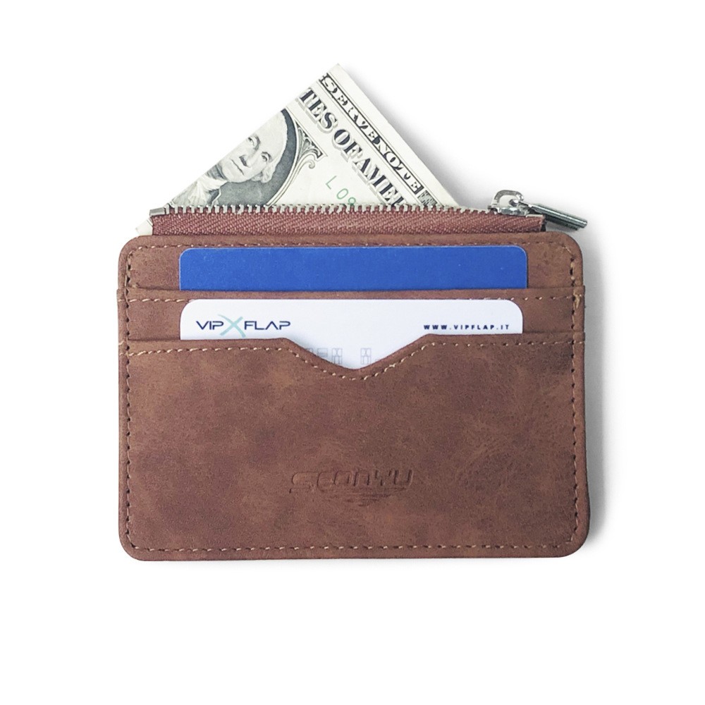 Men's card wallet short matte leather retro multi-card frosted fabric money card holder new minimalist transparent coin purse