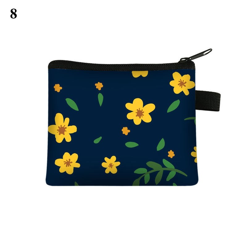 Fashion Brand Wallet Women Lovely Bowknot Flower Print Small Coin Bag Wallet Canvas Zipper Female Coin Purse Purse Earphone