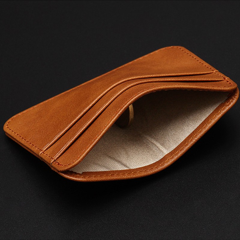 New Thin Mini PU Leather Wallet Slim Bank Credit Card Holder 5 Slots Business Mini ID For Men Women Coin Purse Card Holder