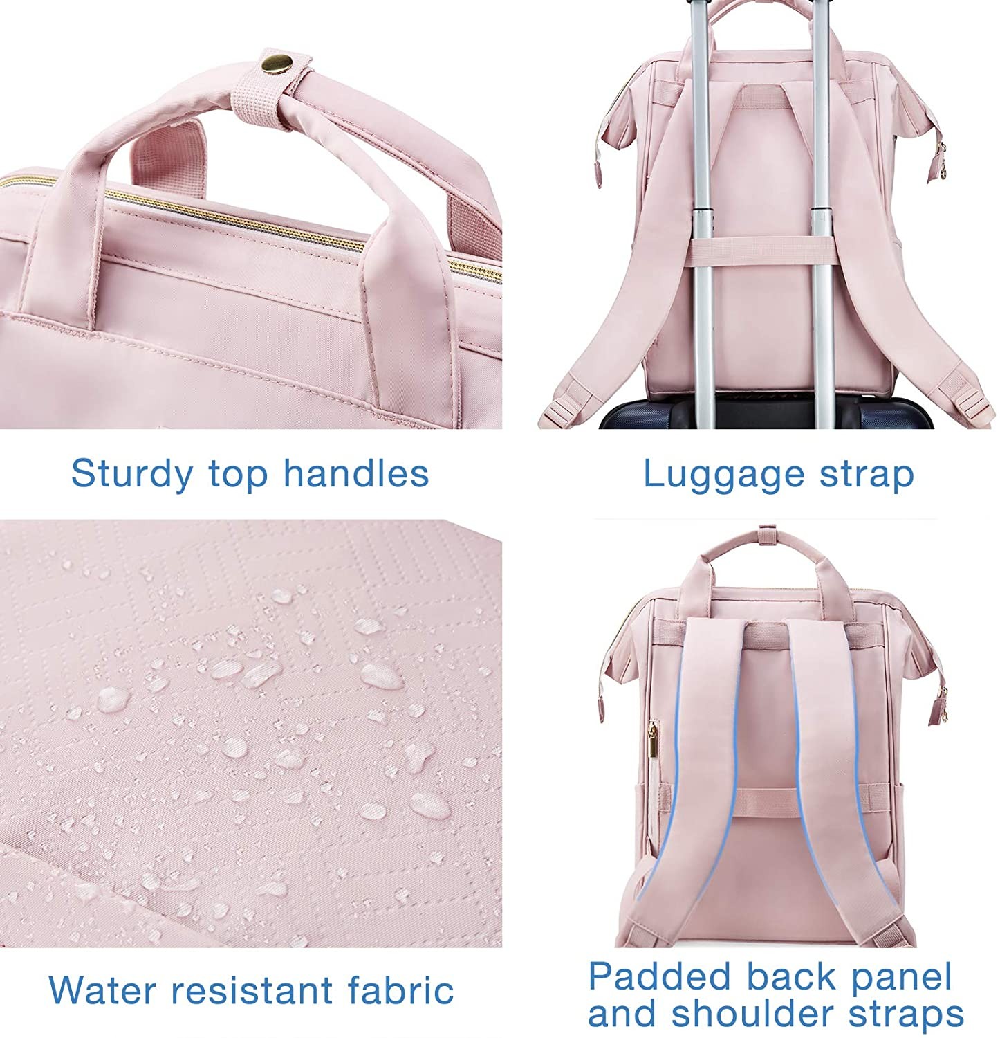 BAGSMART Women's Laptop Backpack Travel Backpack Doctor Bag Suitable for School Work Business Travel Female Pink Backpack