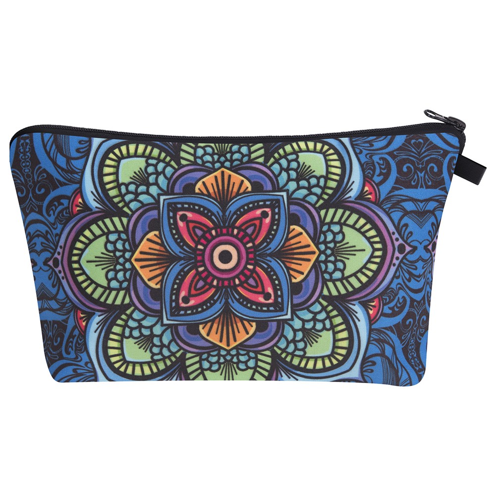 Fashion Mandala Printing Cosmetic Bag Datura Floral Print Mandala Pattern Cosmetic Bag Travel Bag Mandala Print Cosmetic Bag